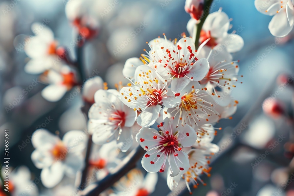 Aufkleber A close-up view of a bunch of flowers growing on a tree. This image can be used to add a touch of nature and beauty to any project