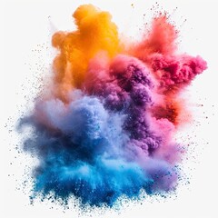 Colorful Powder Explosion On White Background, White Background, Illustrations Images