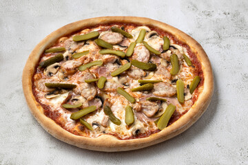 Pickled cucumber pizza,isolated.