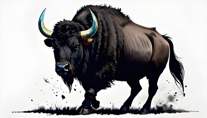buffalo on the ground - obrazy, fototapety, plakaty