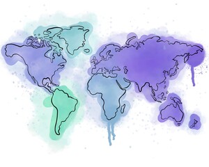 Wirld map watercolor background