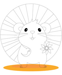 Hamster black and white illustration for kid