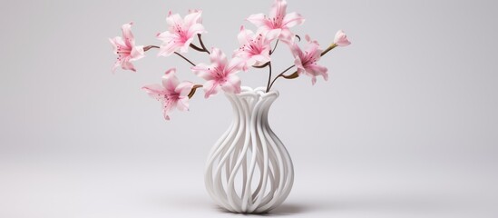 White background with a printed flower vase