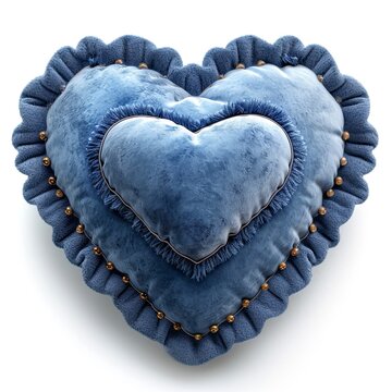 Fathers Day Message Blue Heart Cushions, White Background, Illustrations Images