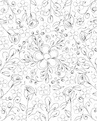 Cute hand drawn colorful artistic flowers print. Modern botanical pattern. Fashionable template for design. Cartoon style. Abstract hand drawn flower art seamless pattern illustration.