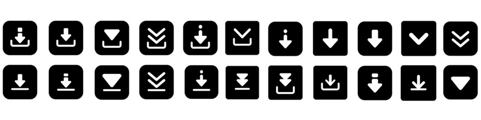Download icon vector set. Upload button illustration collection. Load symbol or logo.