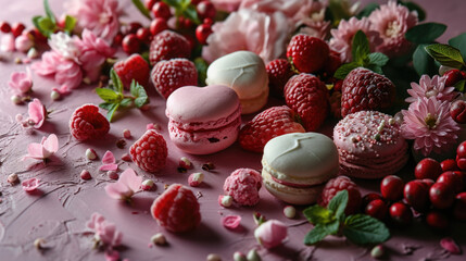 macaroons and flowers and berry