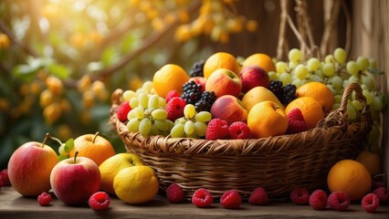 a basket of fresh various fruits photo