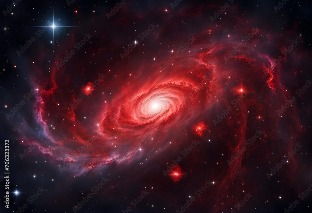 Wall mural red galaxy in deep space. elements of this image