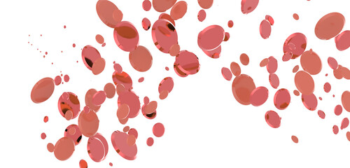 3d confetti png. red confetti falls from the sky.