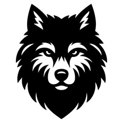 Obraz premium minimal angry wolf howling face logo background mountain logo vector silhouette