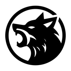 minimal angry wolf howling face logo background mountain logo vector silhouette