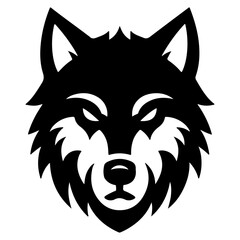 minimal angry wolf howling face logo background mountain logo vector silhouette