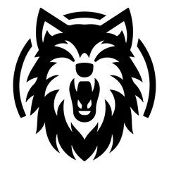 minimal angry wolf howling face logo background mountain logo vector silhouette