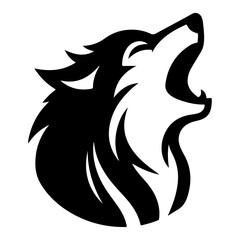 minimal angry wolf howling face logo background mountain logo vector silhouette