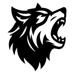 minimal angry wolf howling face logo background mountain logo vector silhouette