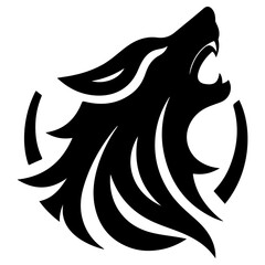 minimal angry wolf howling face logo background mountain logo vector silhouette