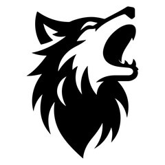minimal angry wolf howling face logo background mountain logo vector silhouette
