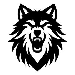 minimal angry wolf howling face logo background mountain logo vector silhouette