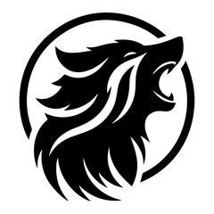 minimal angry wolf howling face logo background mountain logo vector silhouette