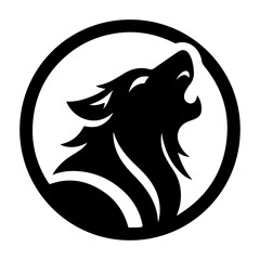 minimal angry wolf howling face logo background mountain logo vector silhouette