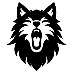 minimal angry wolf howling face logo background mountain logo vector silhouette