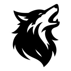 minimal angry wolf howling face logo background mountain logo vector silhouette