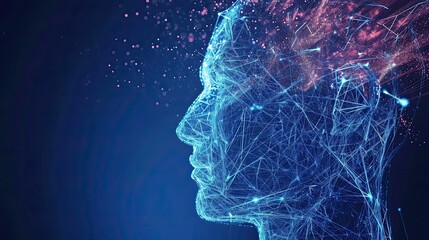Intriguing portrayal of artificial intelligence within the contours of a human head, blending technology and the human mind.