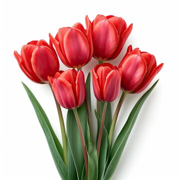 Happy Mothers Day Beautiful Red Tulips, White Background, Illustrations Images