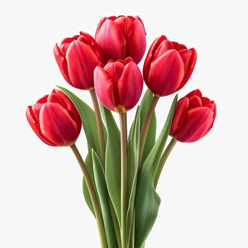 Happy Mothers Day Beautiful Red Tulips, White Background, Illustrations Images