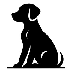 minimal dog sitting pose vector silhouette, black color silhouette