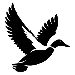 Obraz premium minimal flying duck vector silhouette, black color silhouette