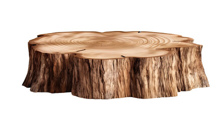 Tree trunk wood podium isolated on transparent or white background