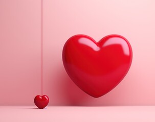 valentines day with red heart on pink background