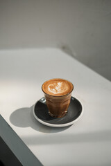 A cup of latte art coffee 