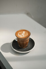 A cup of latte art coffee 