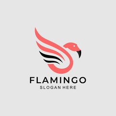 animal art logo design illustration flamingo logo, vector template