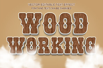 wood working board tree western vintage typography editable text effect style template design