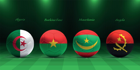 African tournament 2023, group D flags of africa countries - obrazy, fototapety, plakaty