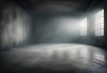 Empty space of Studio dark room concrete floor grunge texture