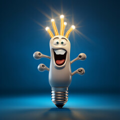 light bulb with a bulb 3d cartoon funny light bulb with idea funny cartoon light character