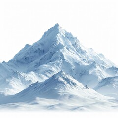 Fototapeta na wymiar Panorama Winter Mountains On White Background, White Background, Illustrations Images