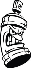 Cartoon, fierce spray paint. Black outline, sticker. Vector graphics.