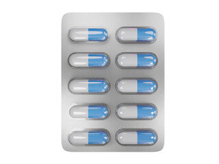 Medicine pills capsule stack 3D rendered with transparent background graphics elements.