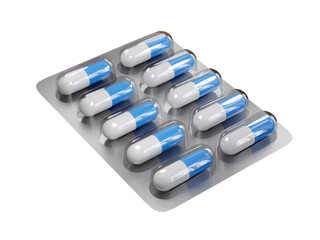 Medicine pills capsule stack 3D rendered with transparent background graphics elements.