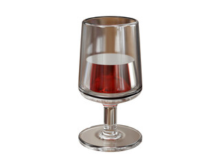 A glass of red wine is isolated with a transparent background.