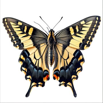 Scarce Swallowtail Iphiclides Podalirius Rare Euro, White Background, Illustrations Images