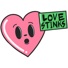 Shock pink valentine heart with love stinks sign