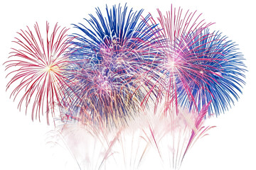 Fireworks in the Night Sky isolated on transparent background - obrazy, fototapety, plakaty