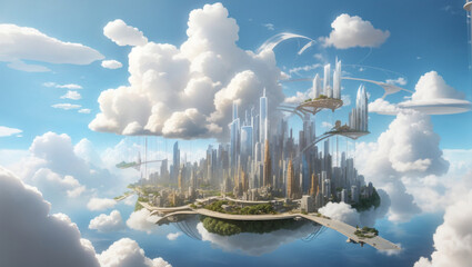 A floating city in the clouds
